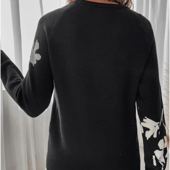 👁️New black floral print long sleeve sweater - Picture 5 of 6